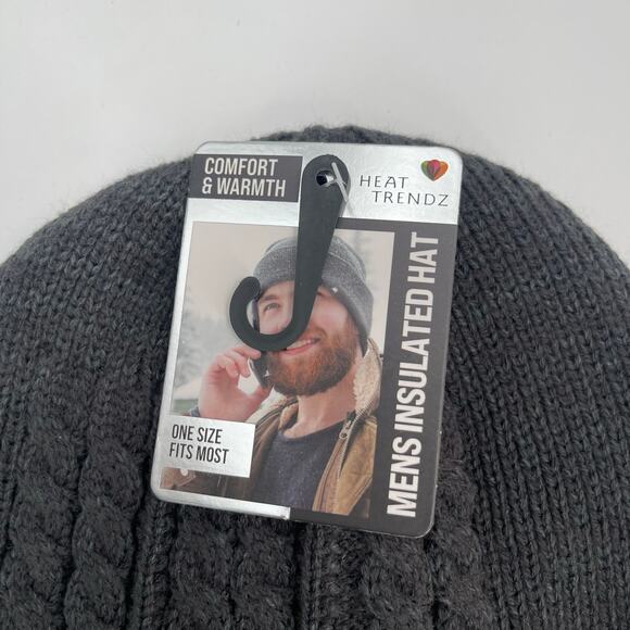 HEAT TRENDZ Winter Hat Mens One Size Fits Most Gray Acrylic Polyester NWT Vogue - Picture 3 of 7